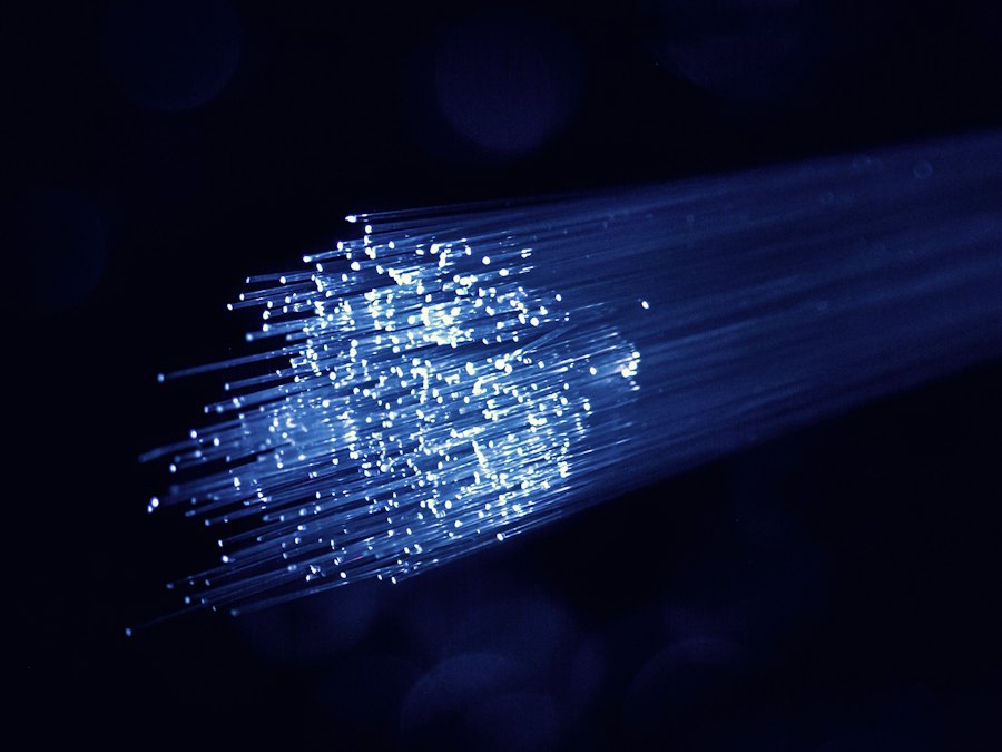 Fasci di fibra ottica illuminati